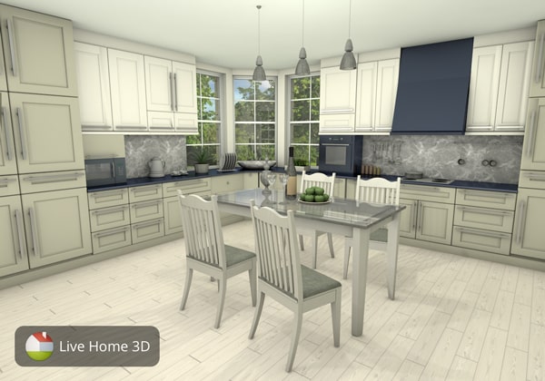 A stylish two tone kitchen designed in Live Home 3D.