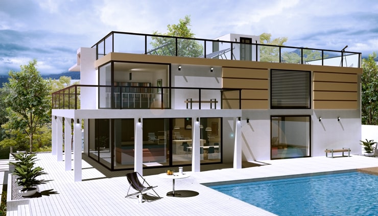A house design created in Live Home 3D app and rendered in V-Ray