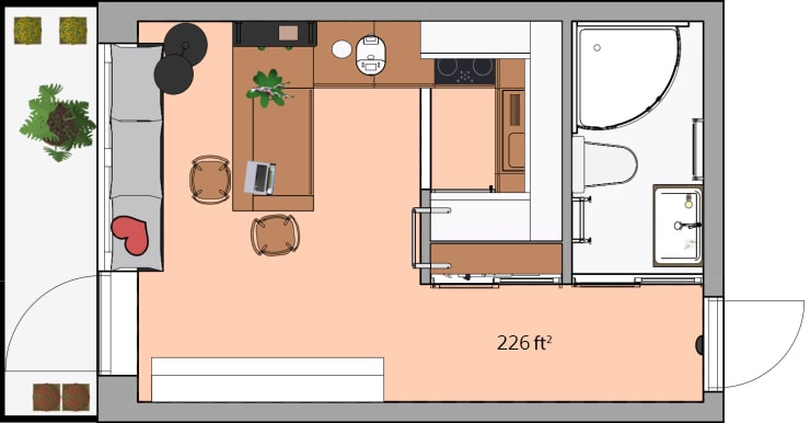 A floor plan of a tiny home made in Live Home 3D