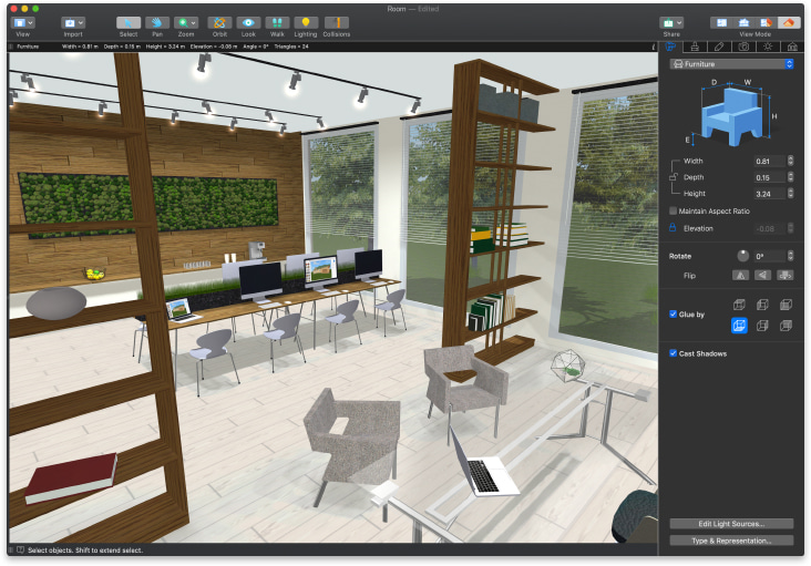 Modern interior design in Live Home 3D app