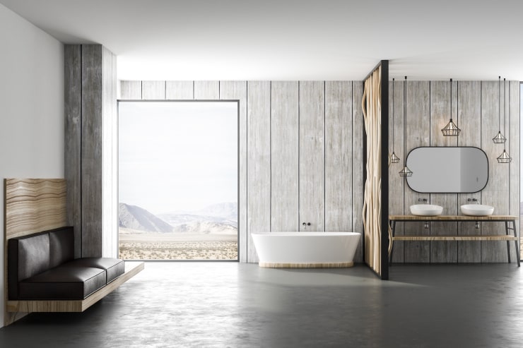 Scandinavian bathroom in gray colors