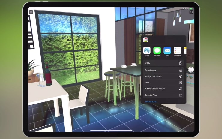 Exporting the AR view as an image in Live Home 3D for iPad