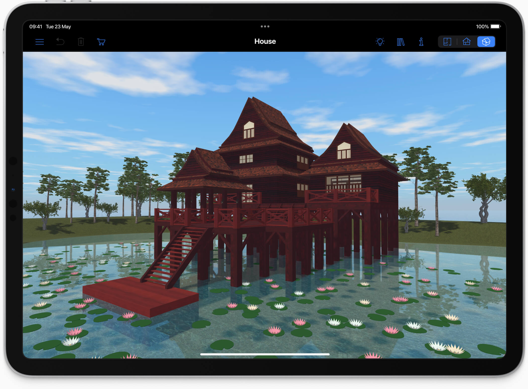 A house on a lake created in Live Home 3D Pro for iPad.