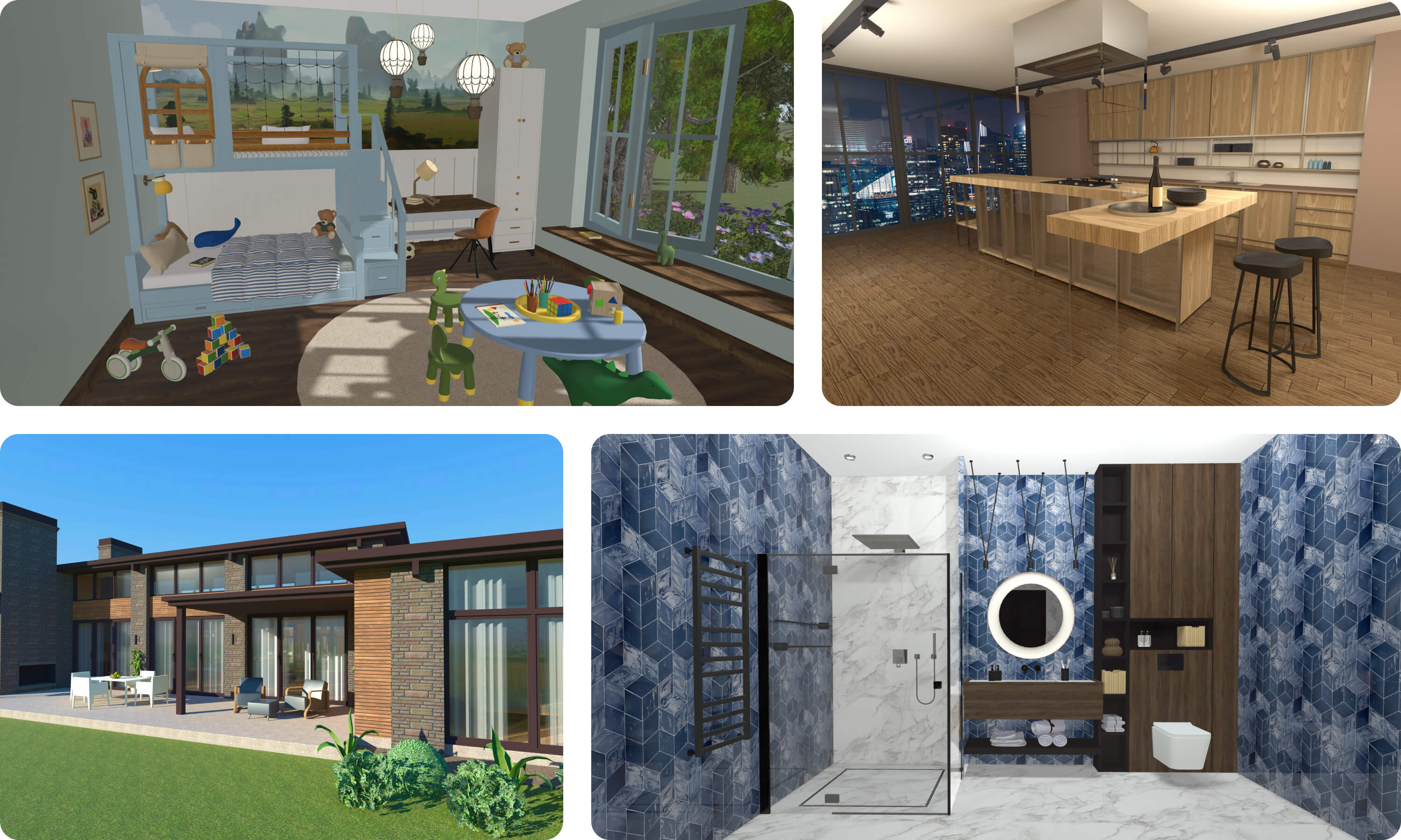 Houses designed in the Live Home 3D home design app.