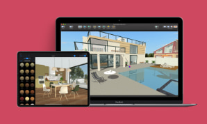 A MacBook Pro and an iPad with Live Home 3D interior design app