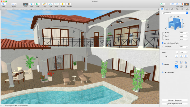 A Mediterranean house made in Live Home 3D for Mac