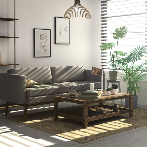 A living room in white colors made with the help of the Live Home 3D app.