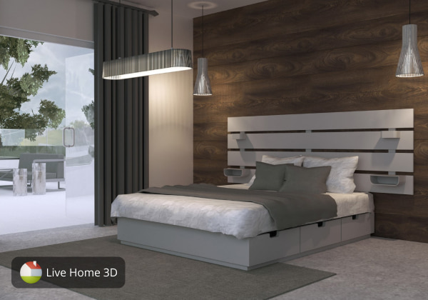 A Modern bedroom designed in the Live Home 3D home design app.