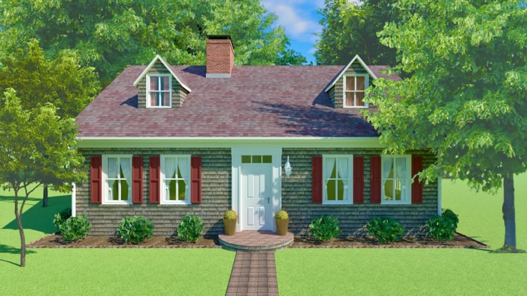 Cape cod house created in Live Home 3D.