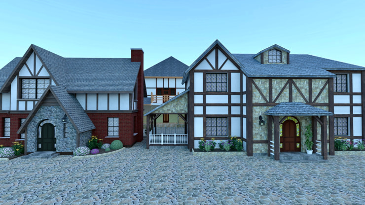 Half-timbered house created in Live Home 3D.
