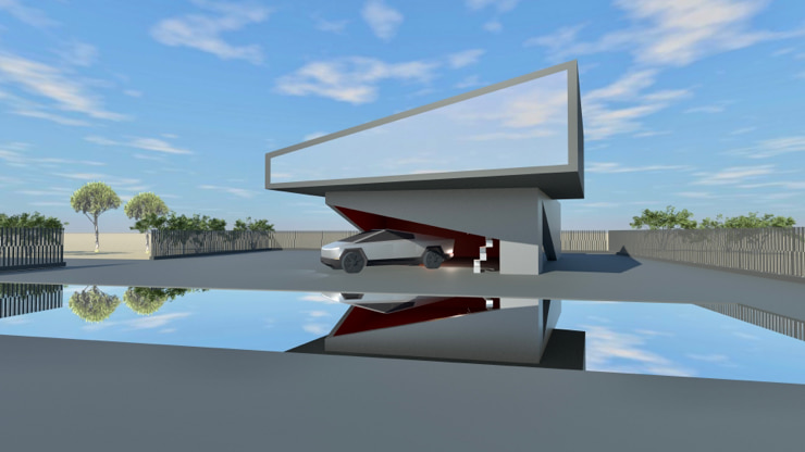 High-tech house created in Live Home 3D.