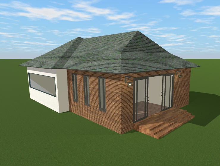 A house with a barn hip roof