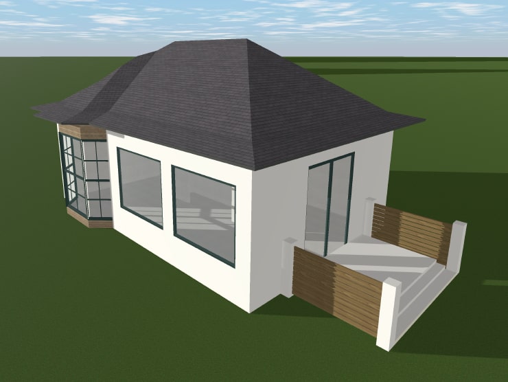A house with a bonnet roof