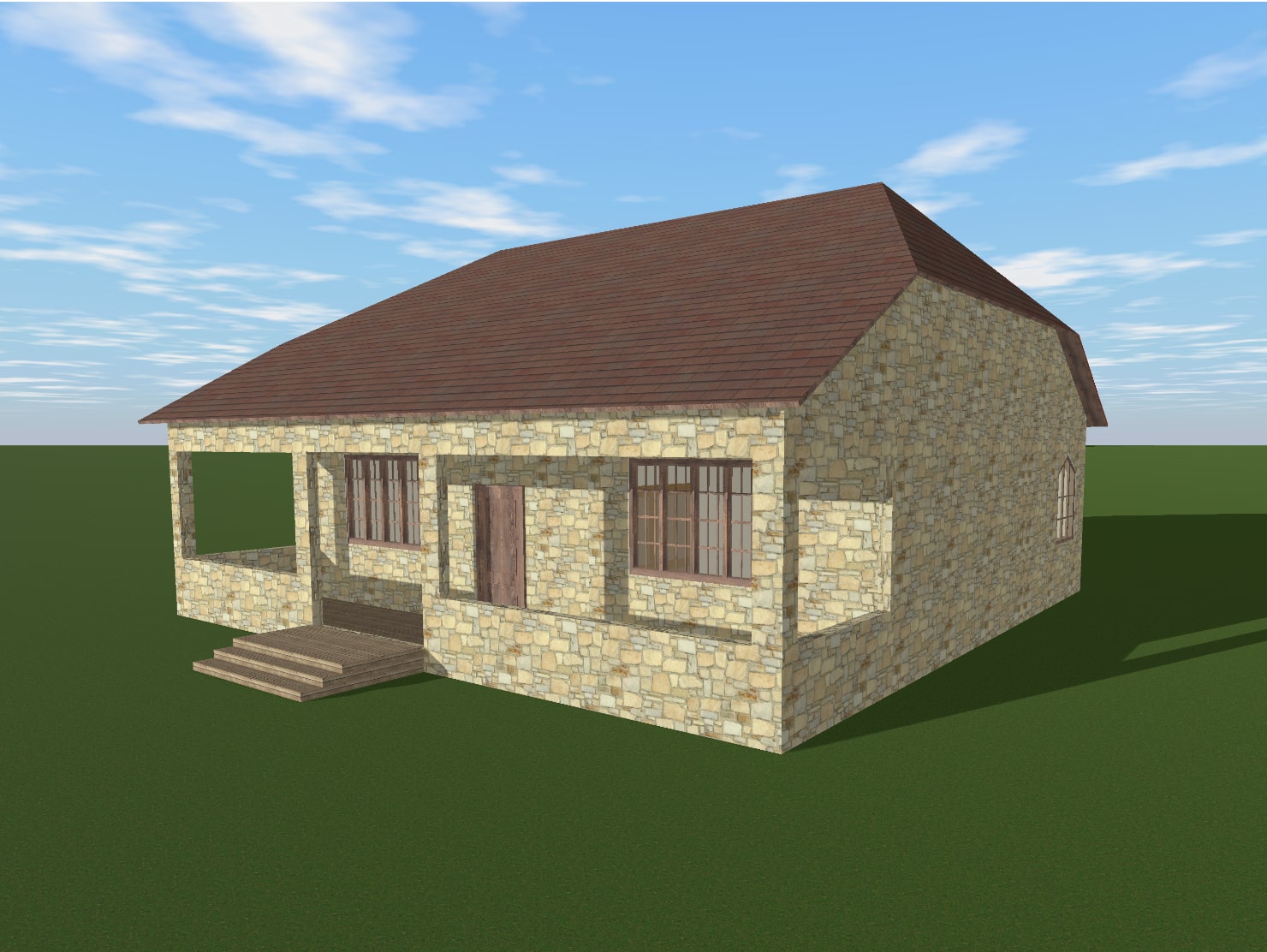 A house with a gable roof with small hips.