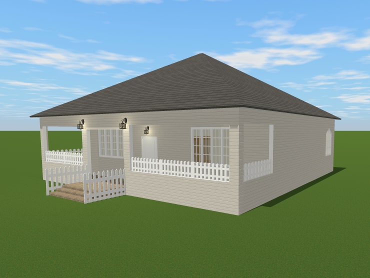 A house with a hip roof
