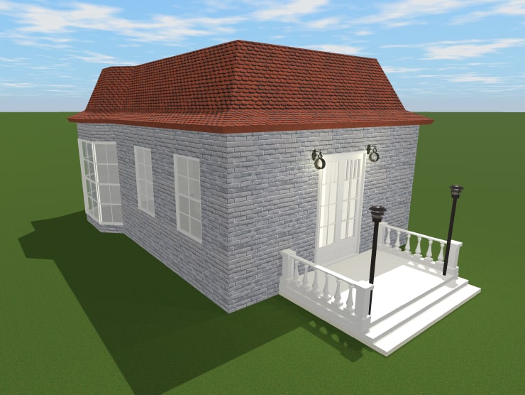 A house with a mansard segmental roof