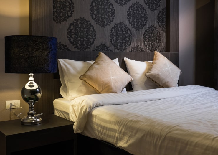 A bedroom in a dim light