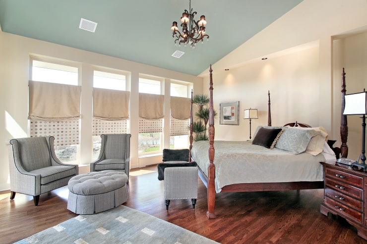Elegant bedroom design with reading area
