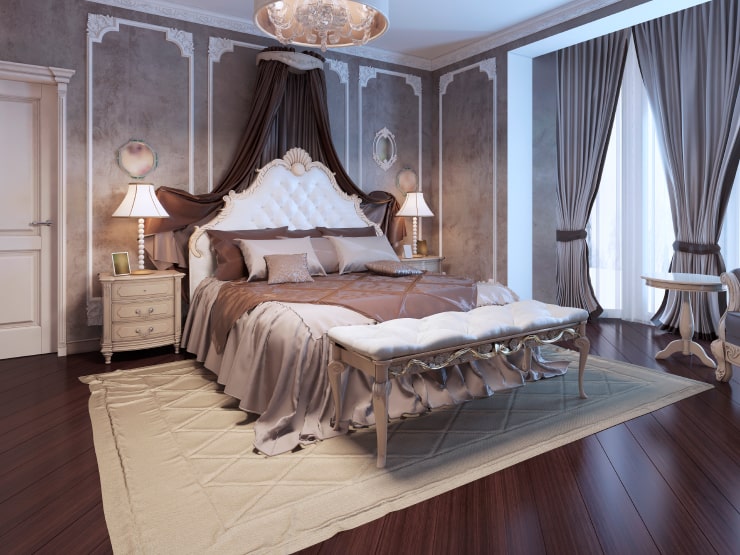 A bedroom in Art Deco interior design style