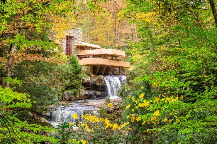 Fallingwater house in the Mill Run, Pennsylvania, USA.