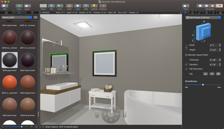 A screenshot demonstrating how to make a passepartout and a frame for the picture in Live Home 3D for Mac.