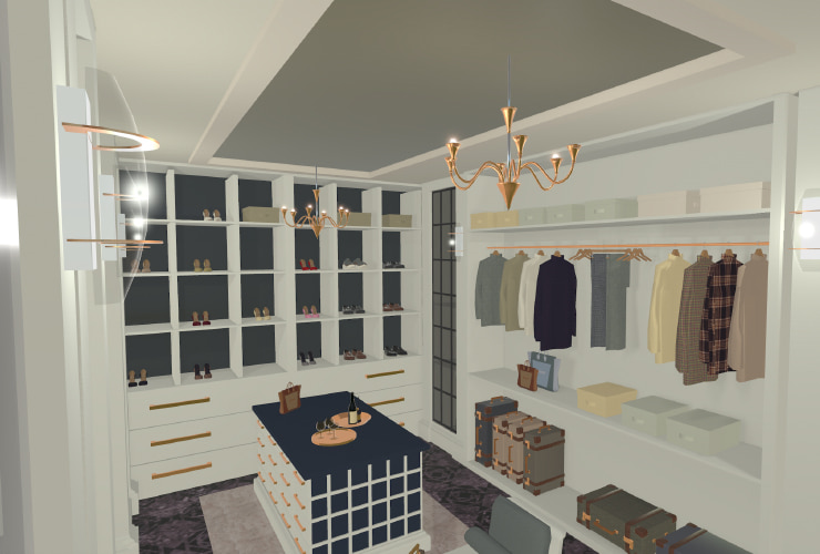 A wardrobe with the tray ceiling