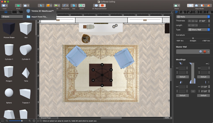 The screenshot showcasing how to import a 3D model into Live Home 3D.