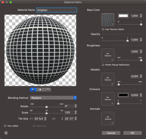 Material Editor window of Live Home 3D.