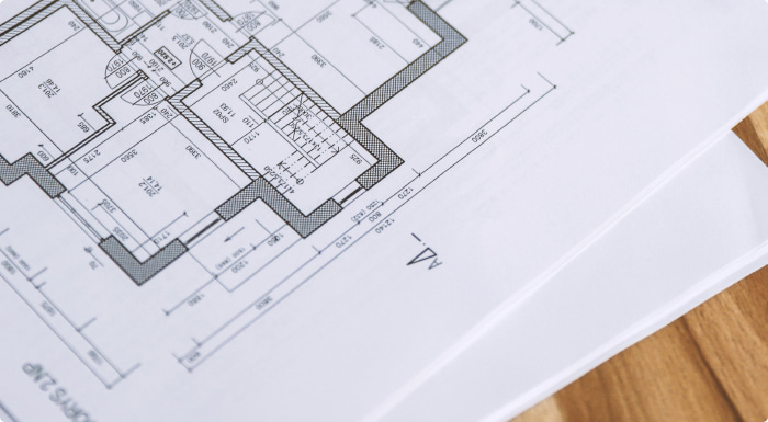 Floor plan on white paper