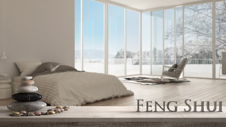 A bedroom designed according to feng shui recommendations