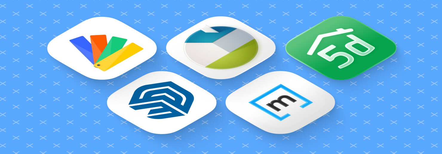 Icons of the best home design apps for iPad and iPhone.