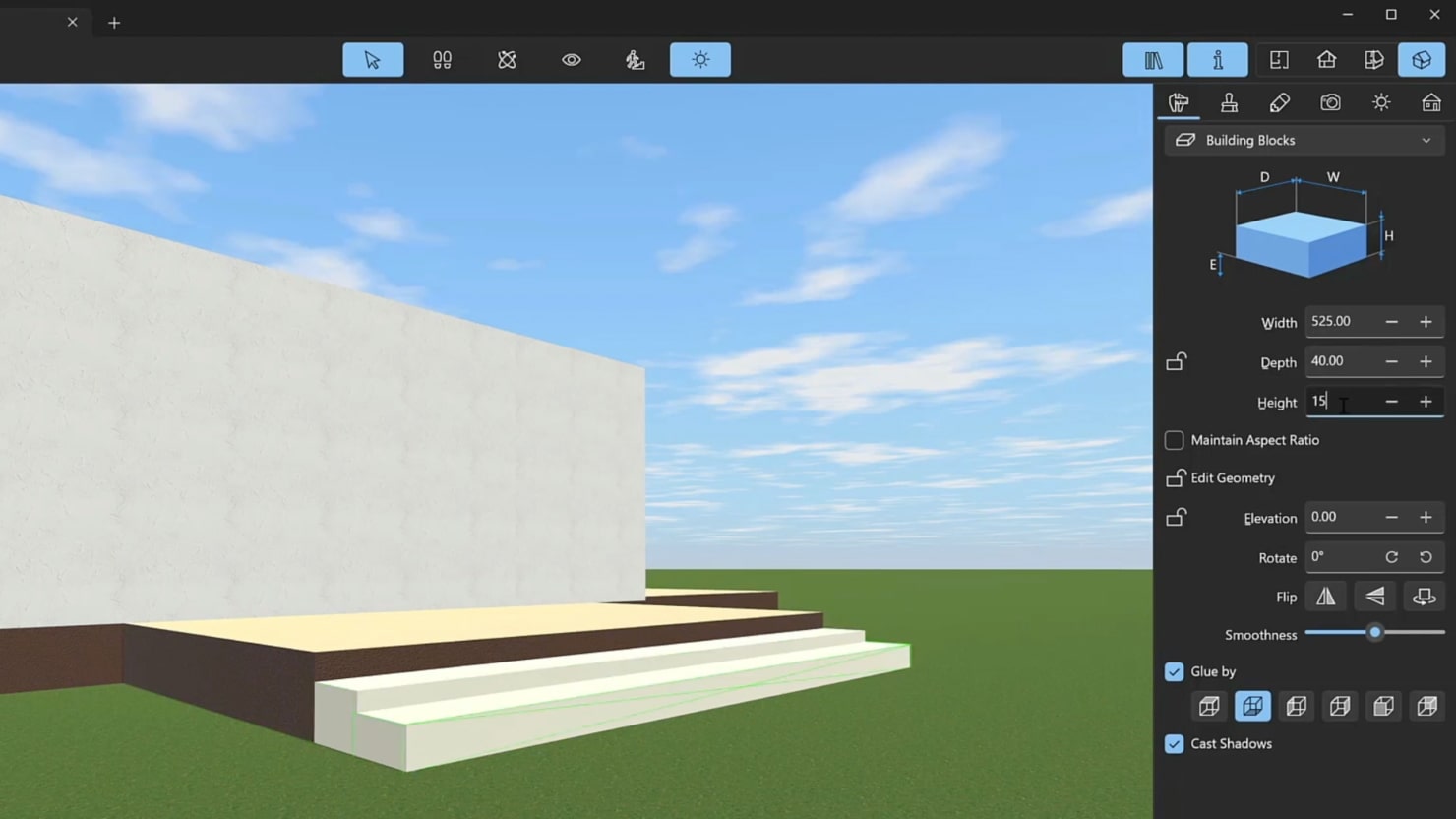 A screenshot illustrating the process of adding steps in Live Home 3D.