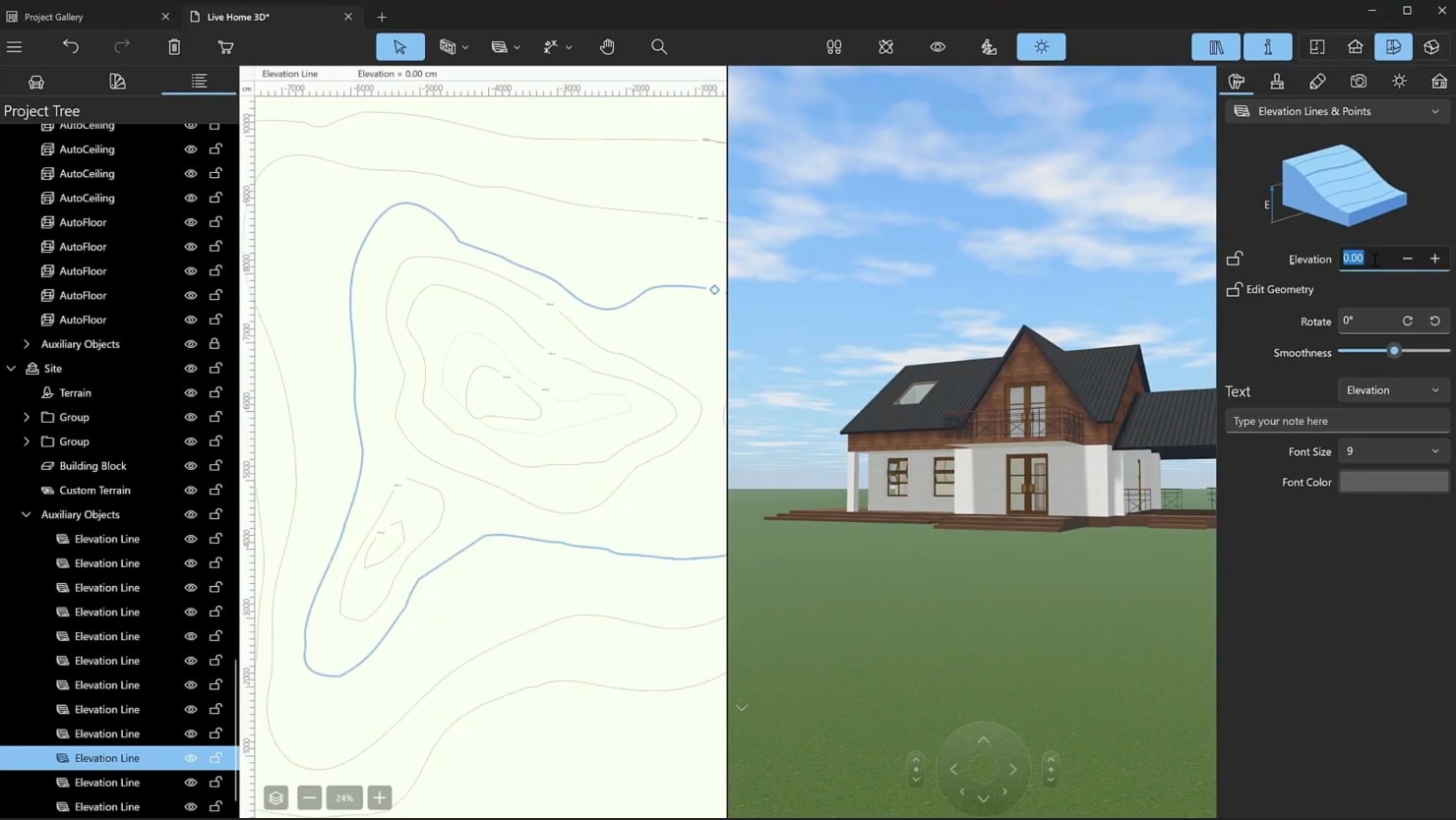 A screenshot illustrating the process of adding terrain.