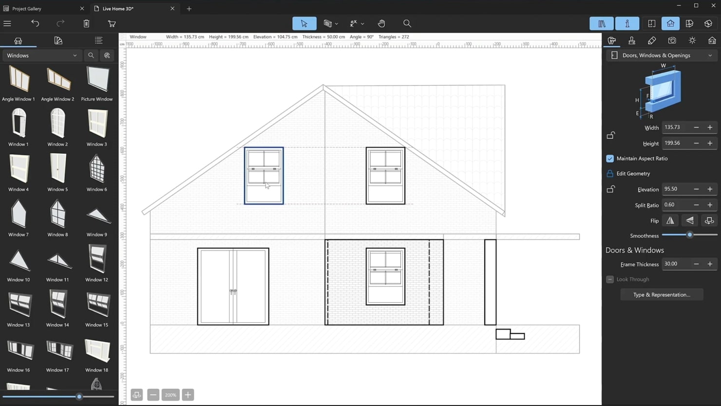 A screenshot illustrating the process of adding windows.