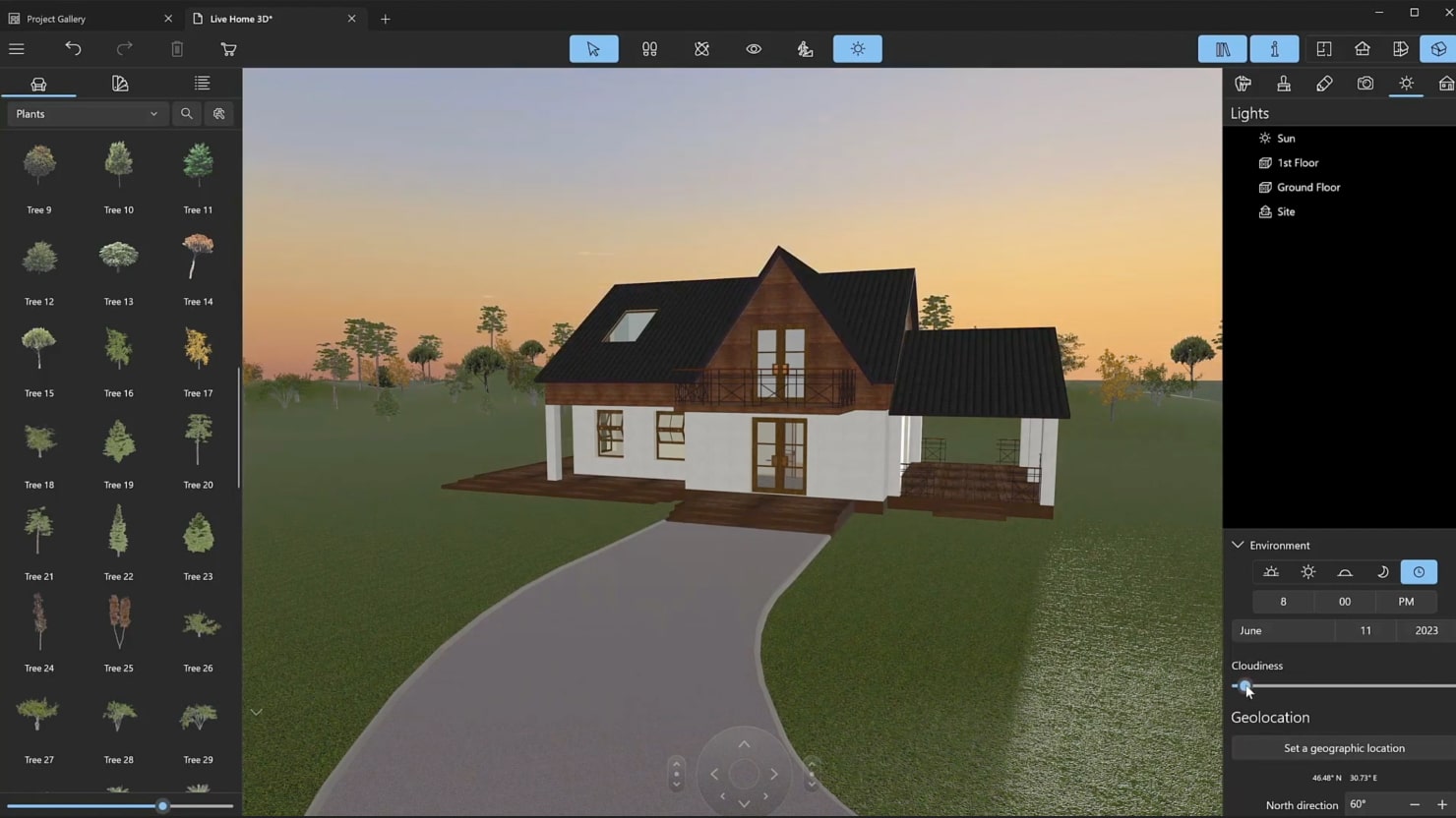 A screenshot illustrating the process of adjusting orientation and time of the day settings.