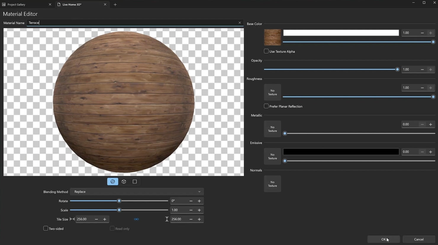 A screenshot illustrating the process of creating a new material.
