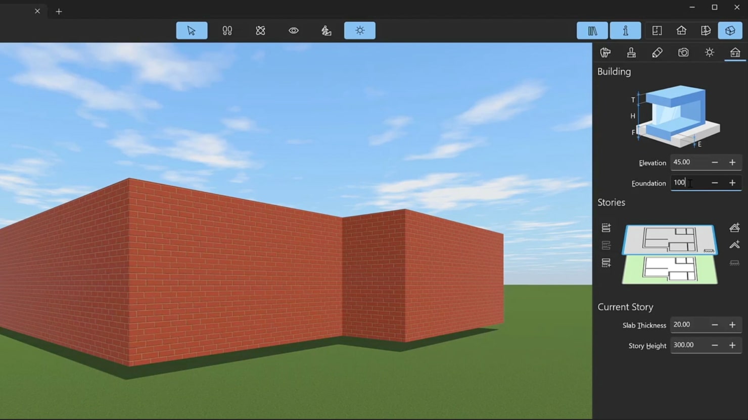 A house project in 3D view in Live Home 3D.
