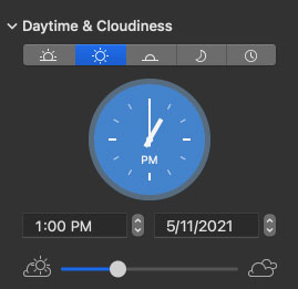 Daytime and cloudiness adjustment in Live Home 3D
