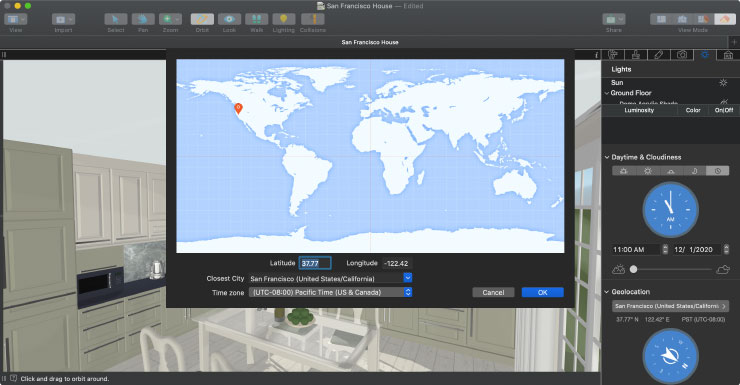 Geo position functionality of Live Home 3D