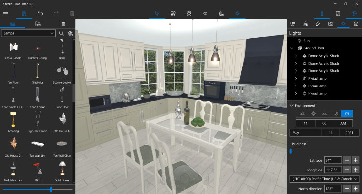 Live Home 3D for Windows with lamps collection