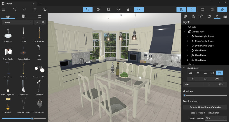 Live Home 3D for Windows with lamps collection