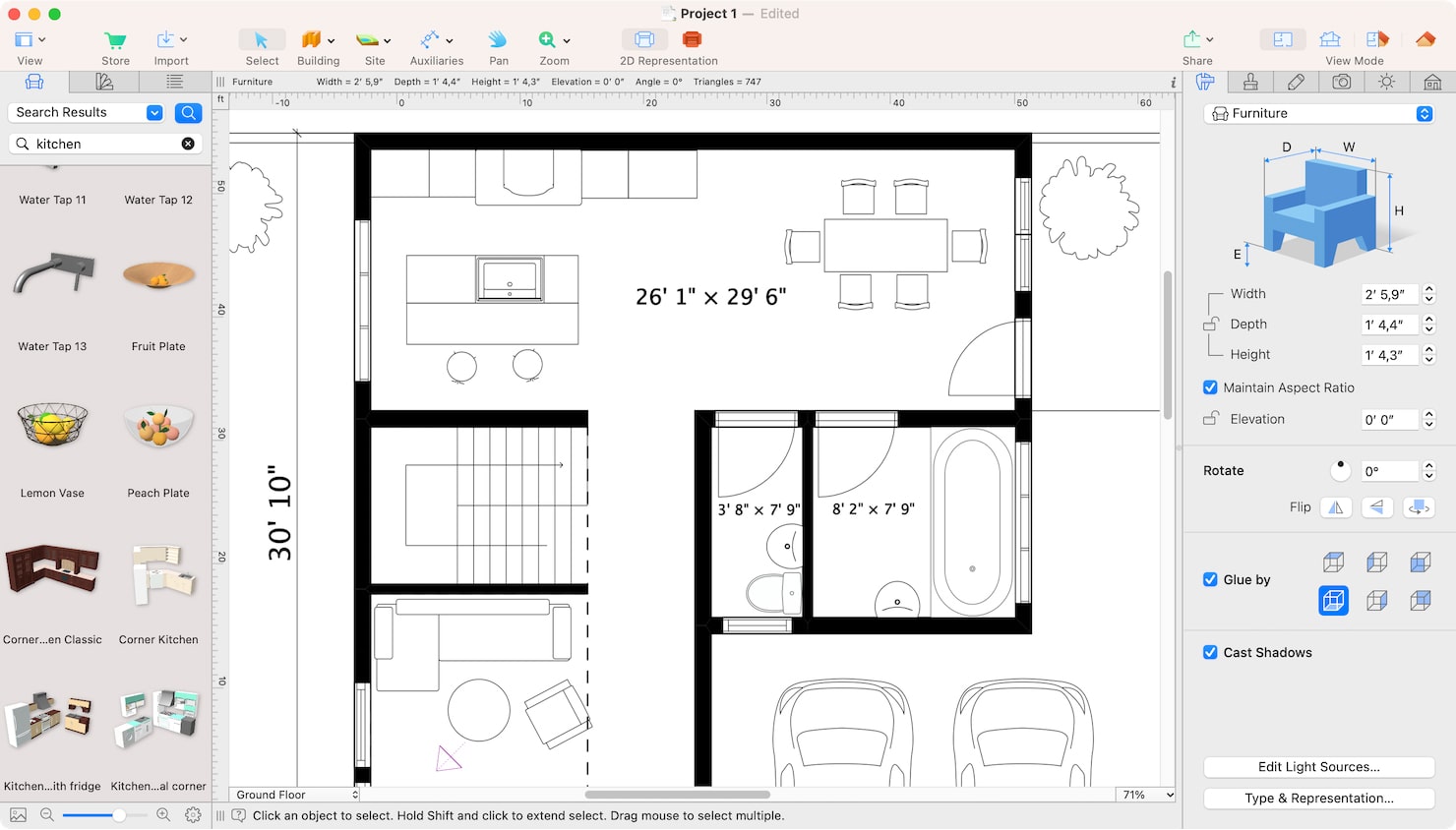 Kitchen layout screenshot.