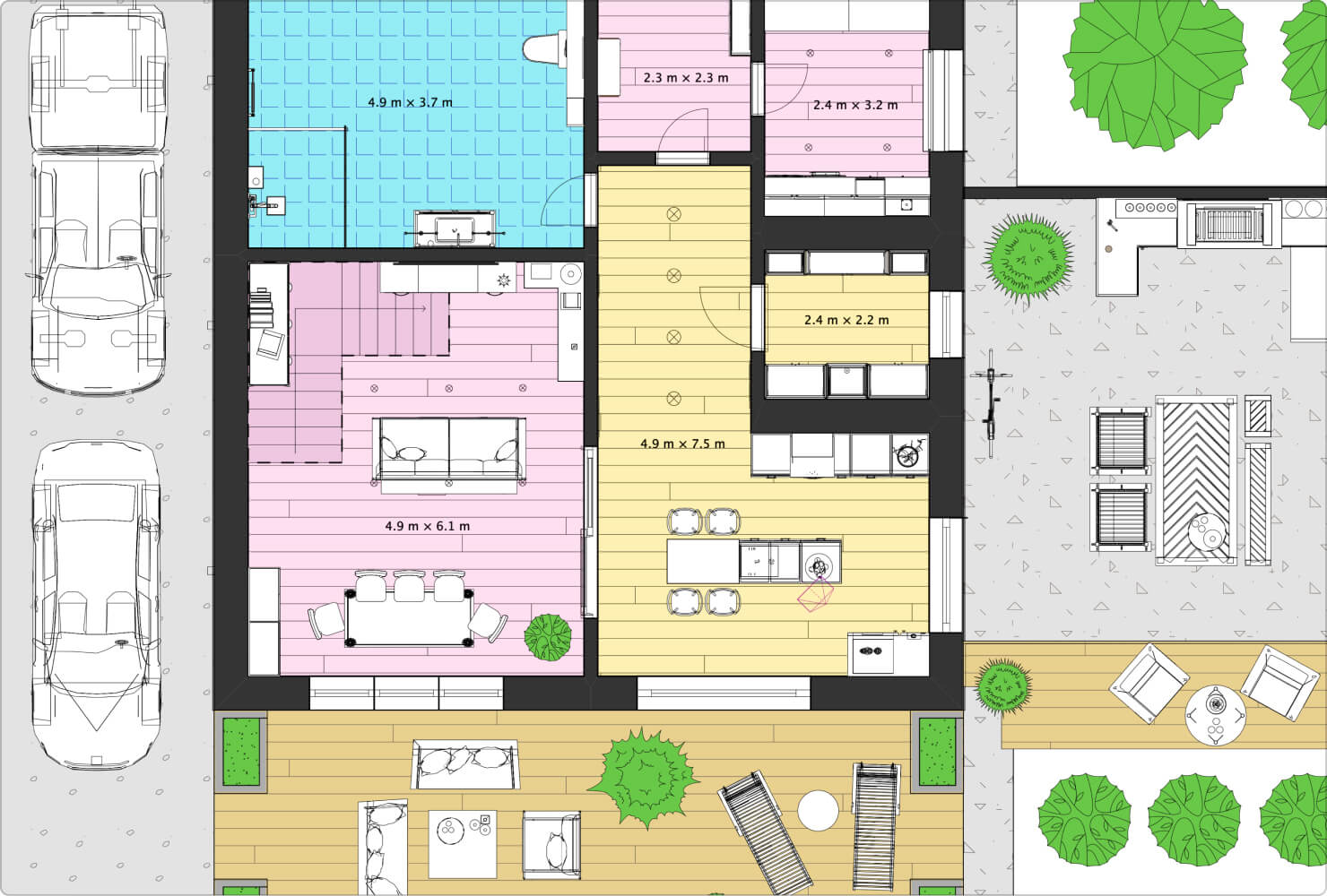 Plano de una casa realizado en Live Home 3D.