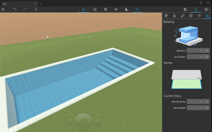 Creating a pool in Live Home 3D Pro for Windows.
