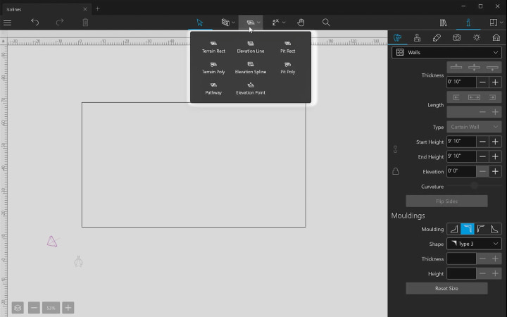 Terrain editing tools in Live Home 3D Pro for Windows.