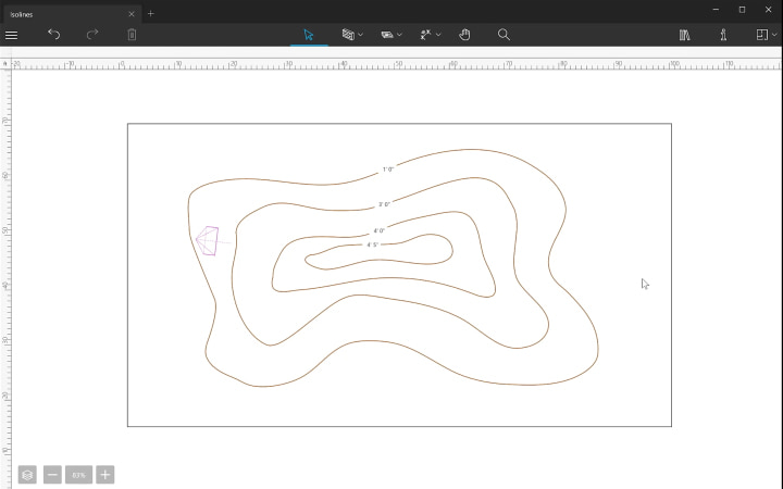 Terrain represented with the help of isolines in Live Home 3D Pro for Windows.