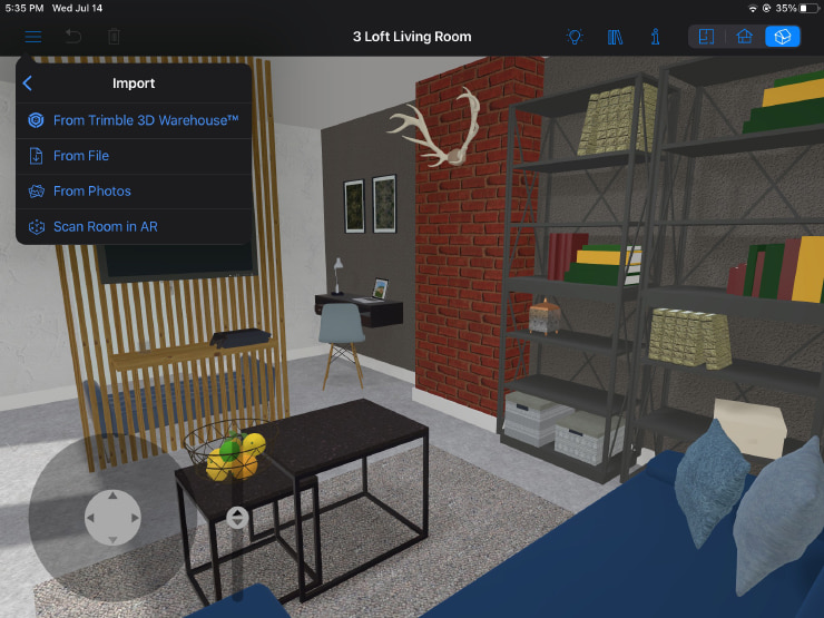 Live Home 3D interior design app on the iPad
