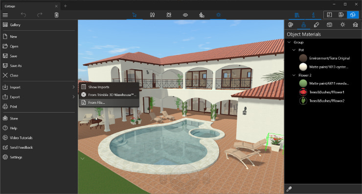 Live Home 3D for Windows with the Import > from file menu