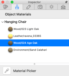 Object Materials in Inspector