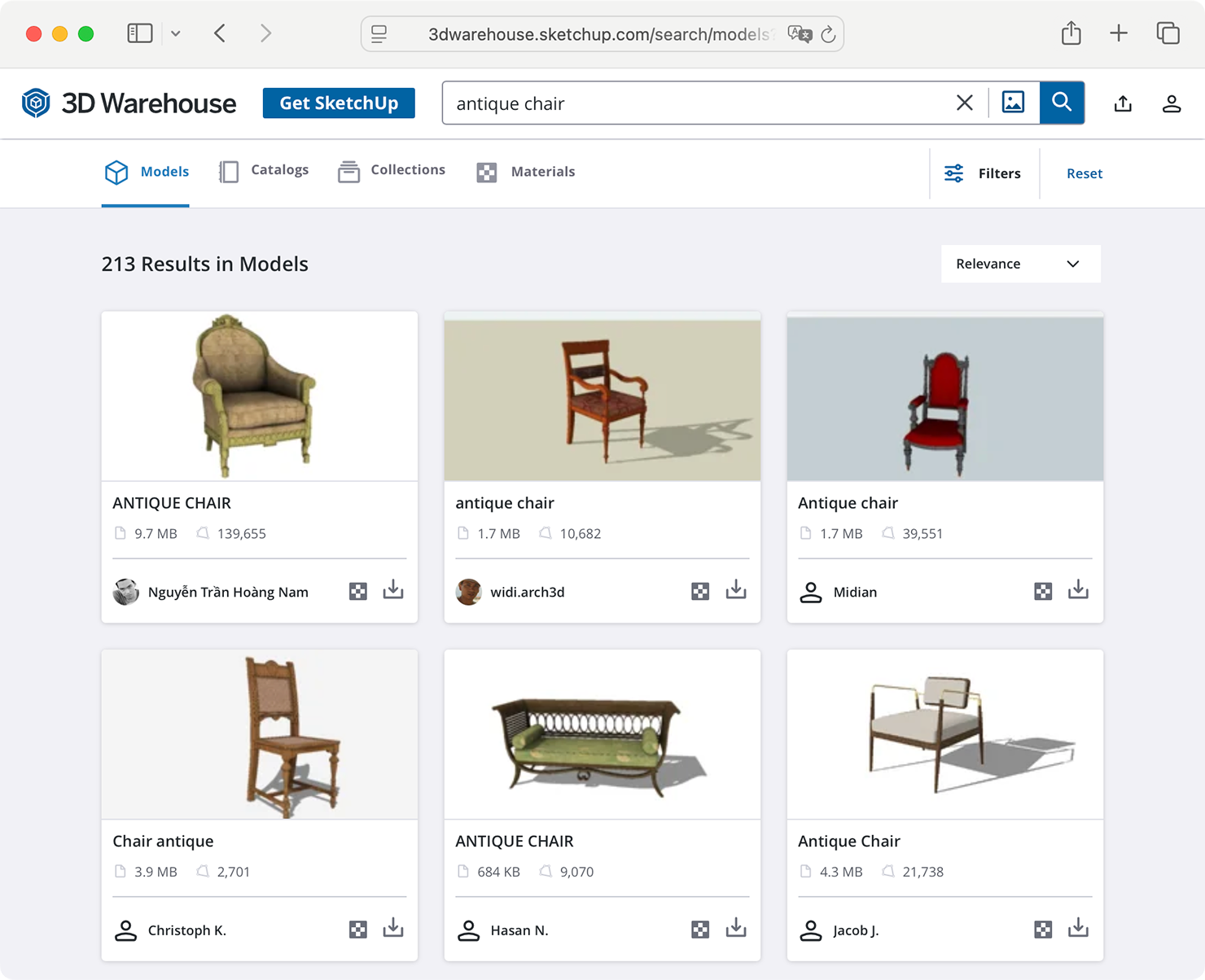 Trimble 3D Warehouse Browser.
